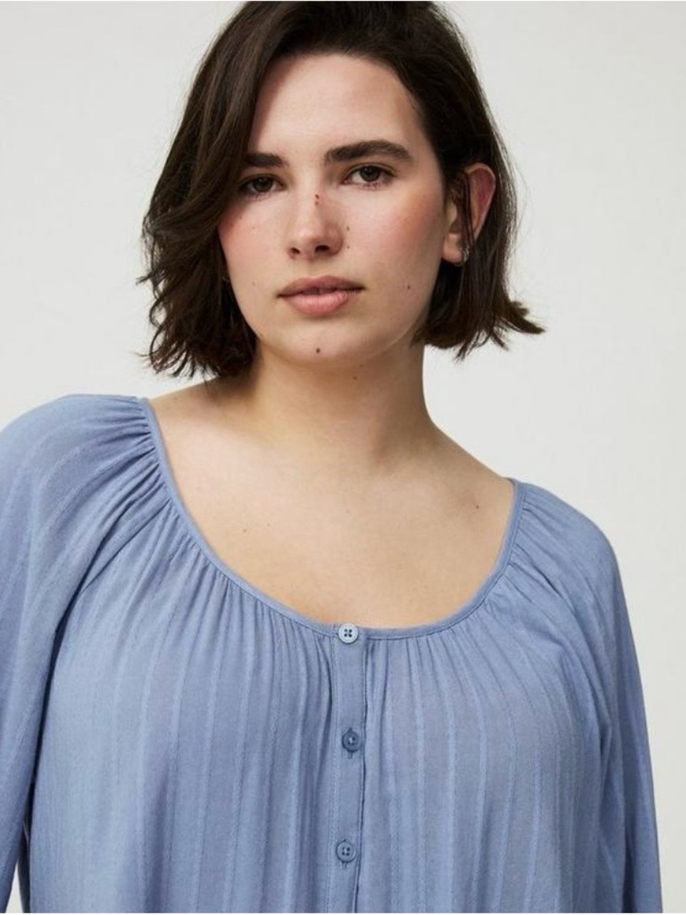 Torrid Baby Tiered Blue Button Down Babydoll Top - Size 0 - NWOT! - Picture 3 of 11